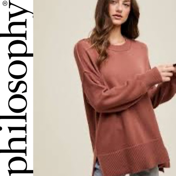 Philosophy Sweaters - Philosophy Oversized Rust color Fall sweater 100% cotton loose fit LARGE